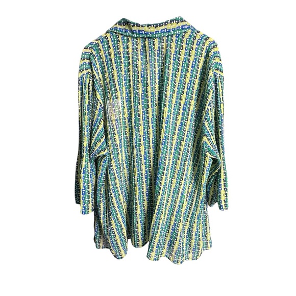 5 for $40 SALE! Maggie Barnes Blue & Green Print Button Up Collared Blouse sz 3x - Picture 4 of 9
